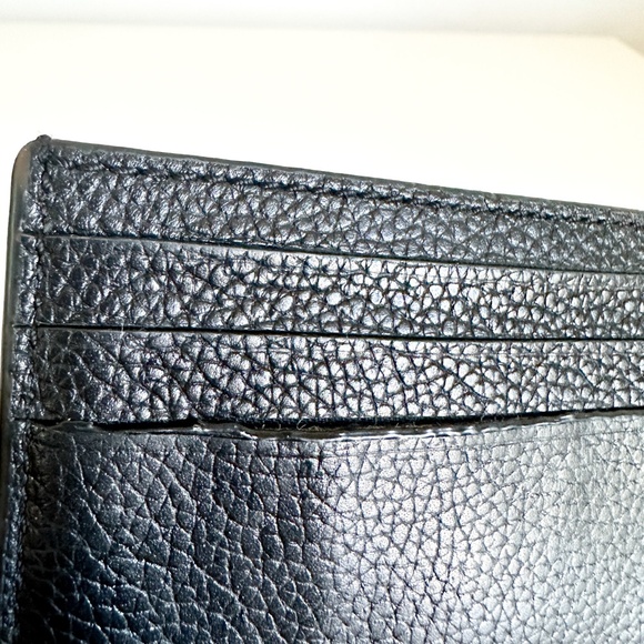 COACH Black Leather/ Pebble Leather NY Baseball Card Holder - Picture 5 of 6